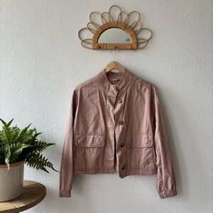 Old Navy - Crop Button Jacket - Dusty Rose with Tortoise Shell Buttons - Size M
